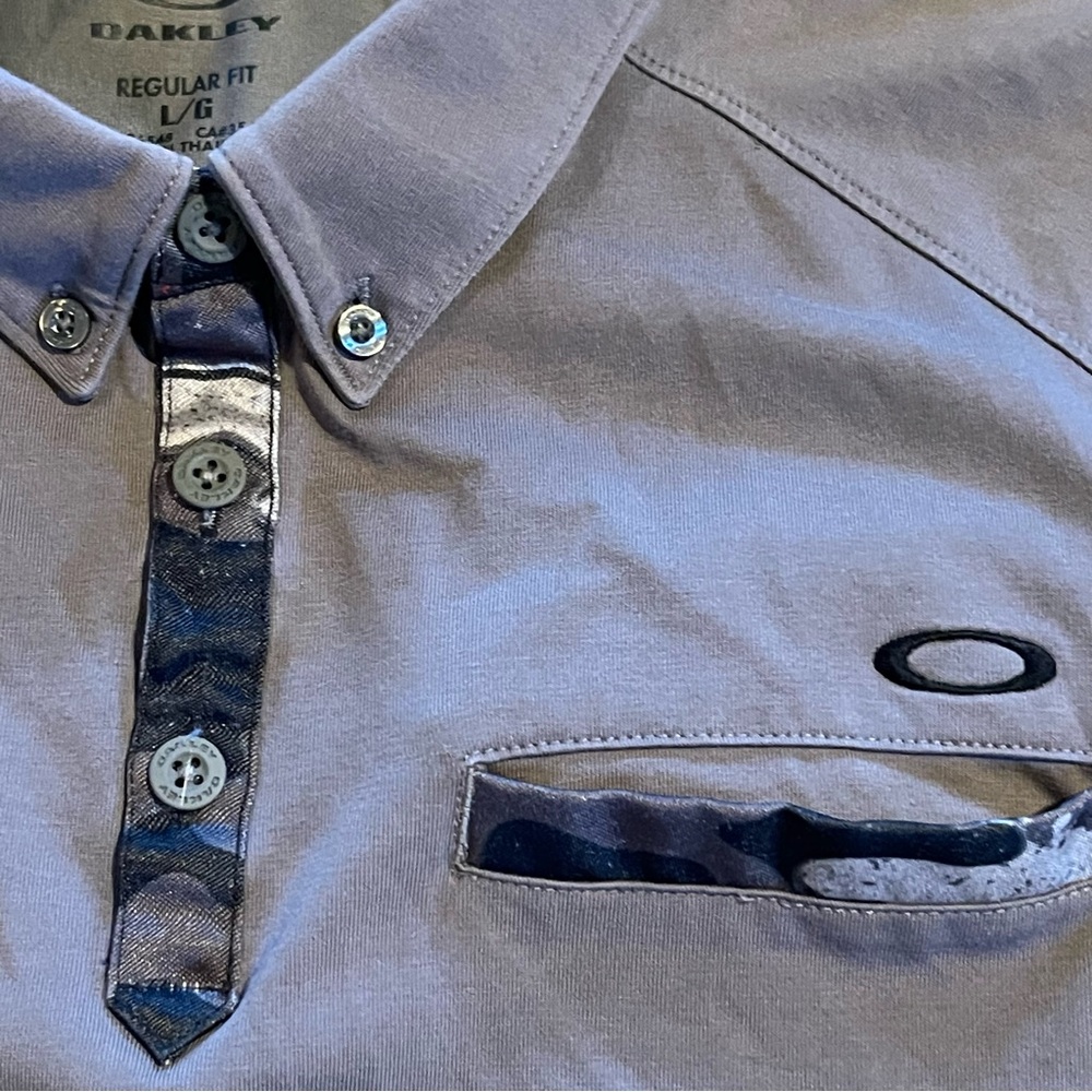 Oakley camo trim polo shirt mens large NWOT gray - Picture 8 of 15